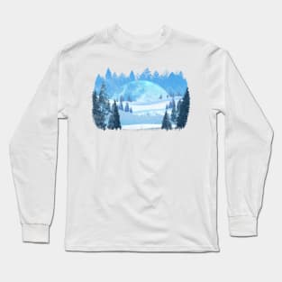 Christmas in the forest on a full moon Long Sleeve T-Shirt